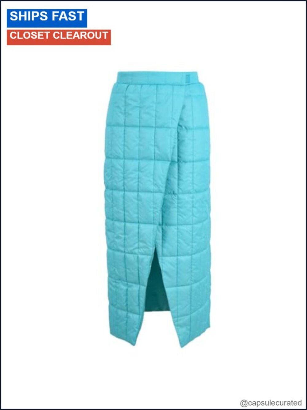 Quilted Puffer Midi Wrap Pencil Skirt High Waist Slit Winter